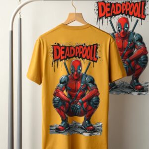 Deadpool Printed T-Shirt – Mustard Yellow Edition 🔥
