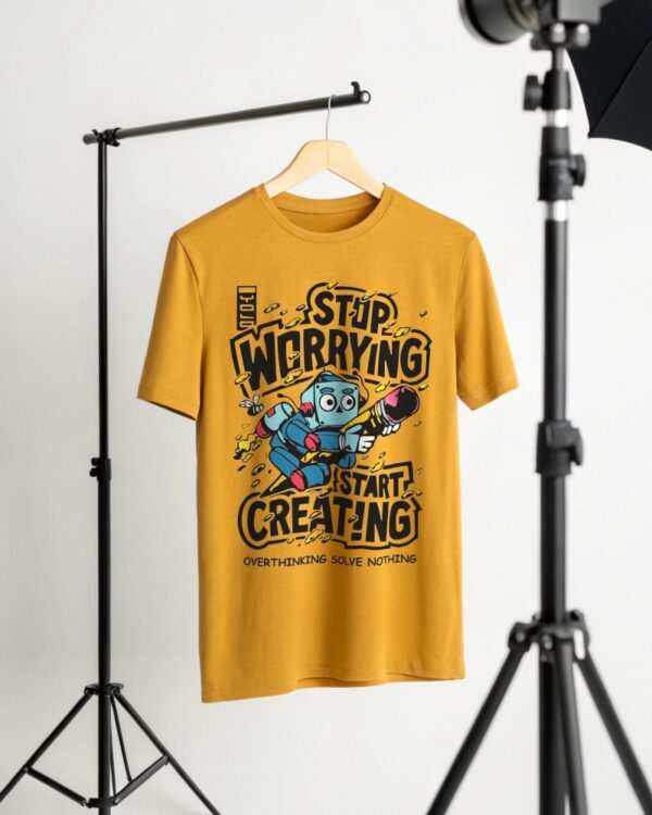 Stop Worrying, Start Creating - Motivational Graphic T-Shirt