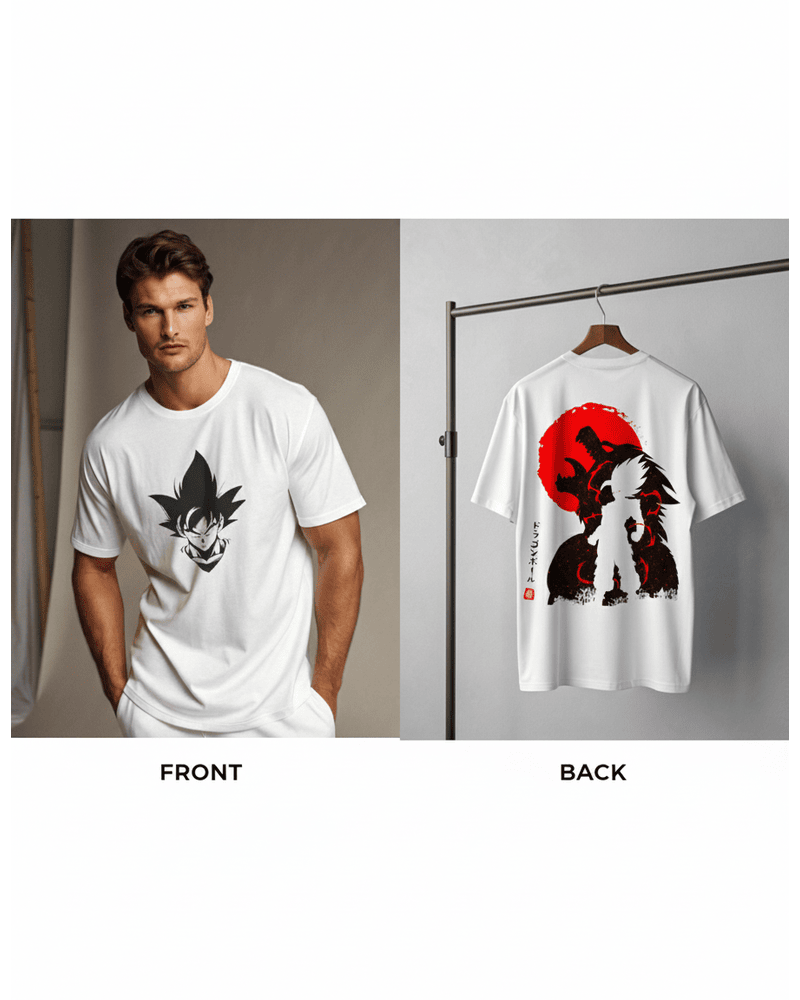 π₯ Dragon Ball Goku Inspired Graphic T-Shirt β Anime Streetwear for Men (White)